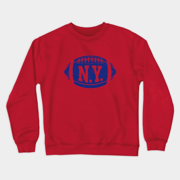 NY Retro Football - Red Crewneck Sweatshirt by KFig21